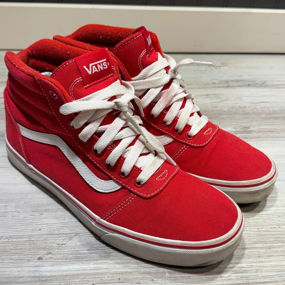 VANS Ward Hi Skate Shoes Sneakers Red Canvas Skateboard 500714 Men's Sz 11